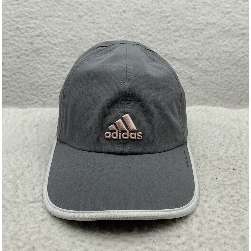 Adidas Running Hat‎ Womens OSFM Aero Ready Gray White Pink Athletic Lightweight